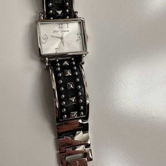 Betsey Johnson Studded Black and Silver Watch Y2K main image 7